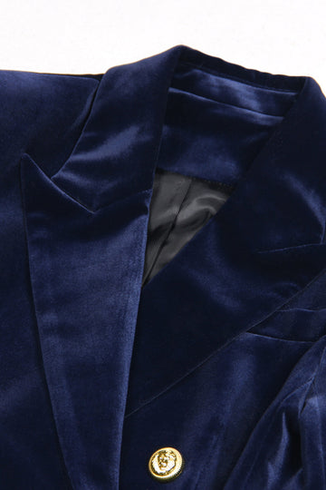 Traje de mujer azul marino cruzado ajustado de 2 piezas